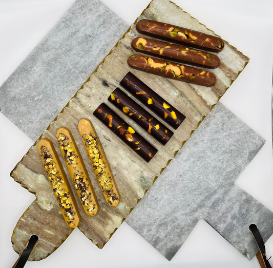 Chocolate Snack Rods with nuts and dried fruits